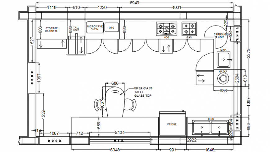 Kitchen Of Office Layout Plan And Furniture Auto Cad Drawing Details Dwg File 05062019121614 