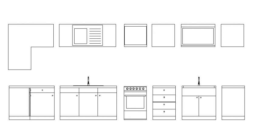 Kitchen sectional elevation detailing dwg file - Cadbull