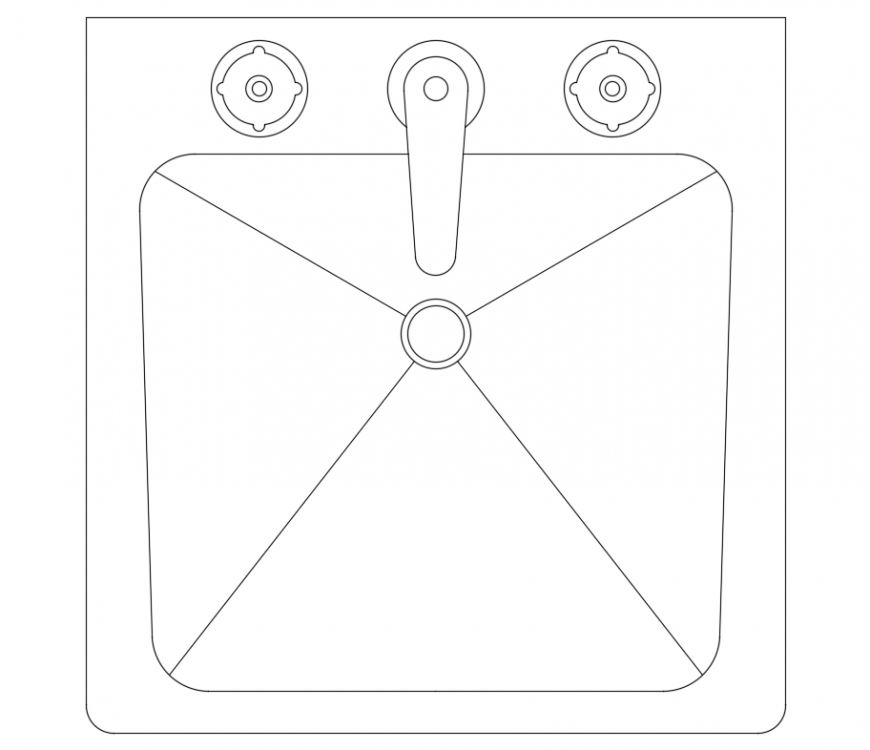 Kitchen steel single sink cad block design dwg file Cadbull