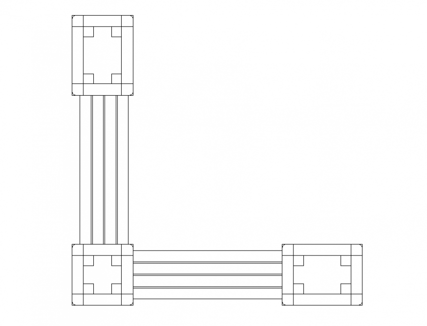 L shape garden wooden bench top view cad block details dwg file - Cadbull