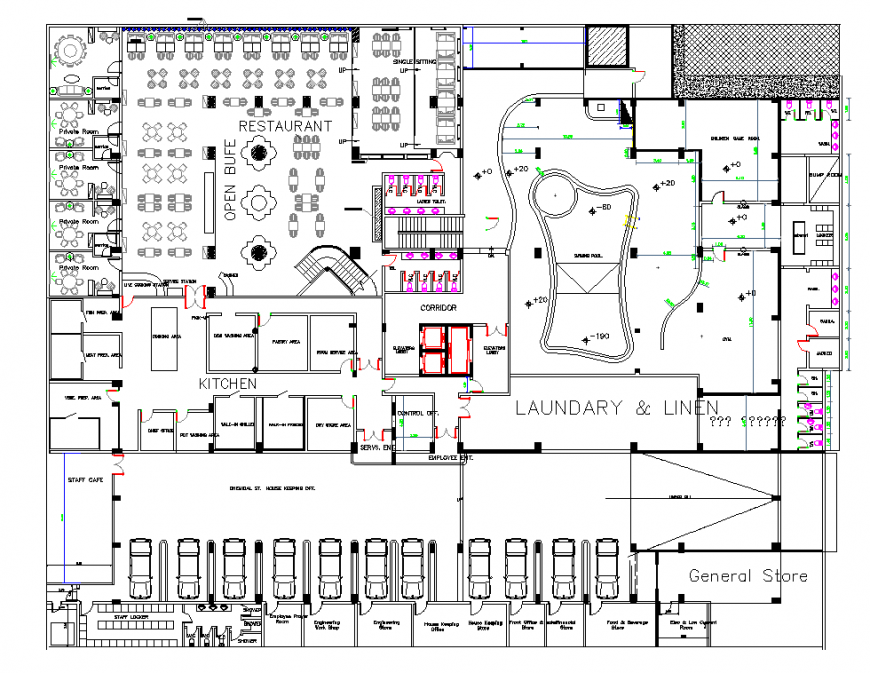 Laundry and lines planning autocad file - Cadbull