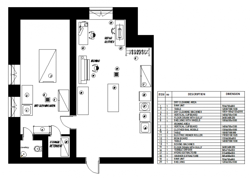 Laundry area of house layout plan details dwg file - Cadbull