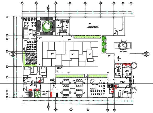 layout of plaza building - Cadbull