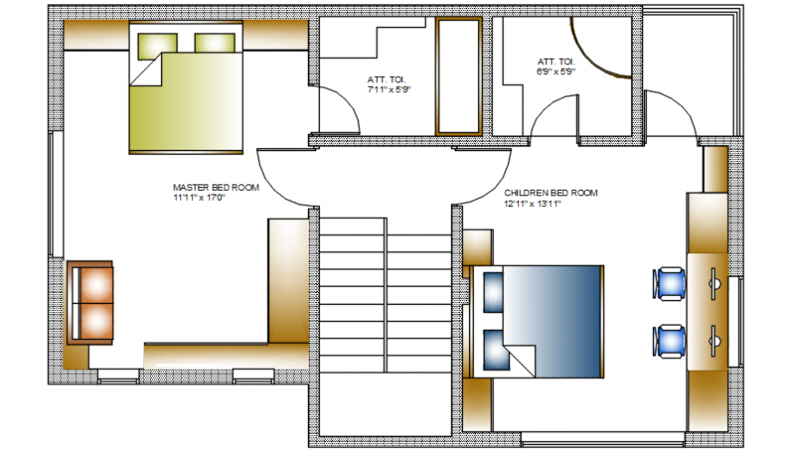 Layout house 2d view floor plan autocad software file - Cadbull