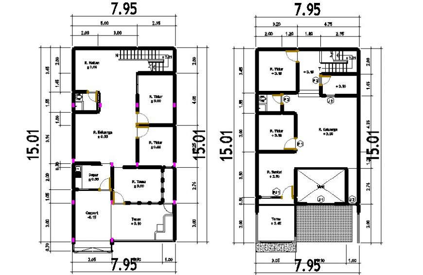 Layout house CAD drawings plan dwg autocad software file - Cadbull