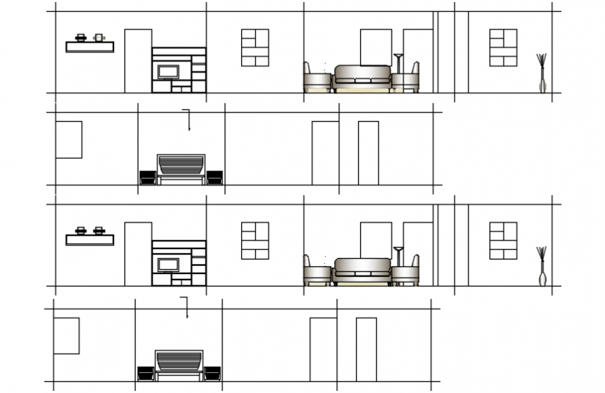 Plan And Section Of Living Room
