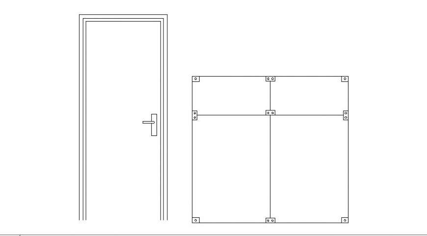 Main door and square window elevation block cad drawing details dwg ...