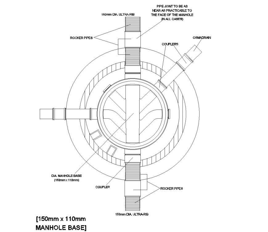 Manhole base plan dwg file - Cadbull