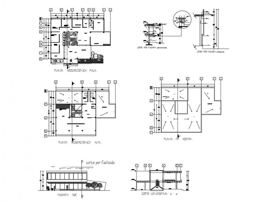 Manufacturing industrial plant elevation, longitudinal