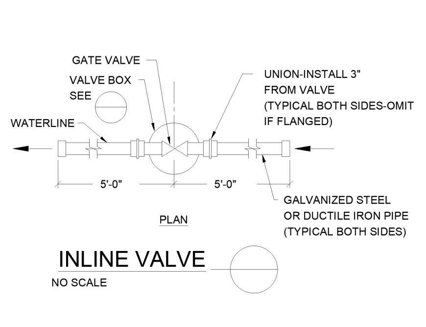 Mechanical Inline Valve plan autocad file - Cadbull