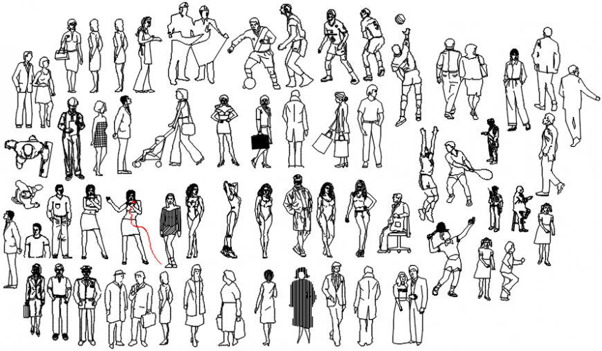 Miscellaneous 2d people act elevation blocks cad drawing details dwg