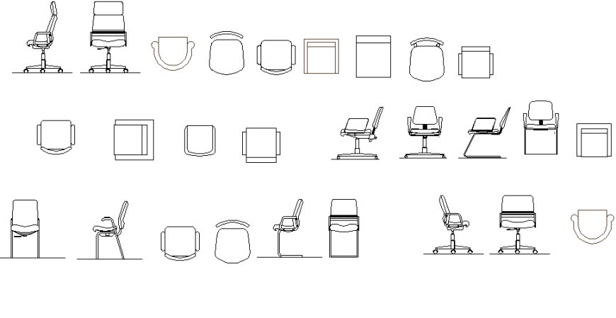 Miscellaneous chair blocks cad drawing details dwg file - Cadbull