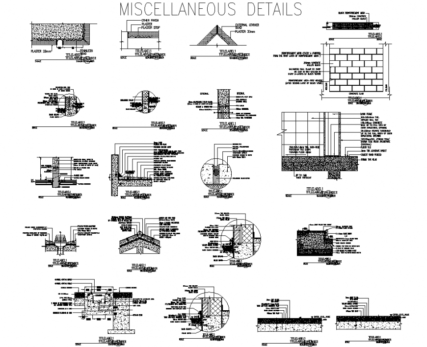 Miscellaneous Detail Wall Section Layout File - Cadbull