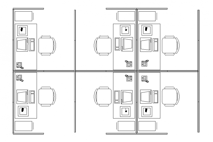 Miscellaneous office desks and furniture top view cad blocks details dwg file Cadbull