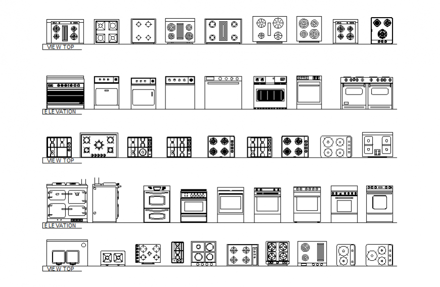 Miscellaneous oven and gas kitchen  equipment  blocks  cad  