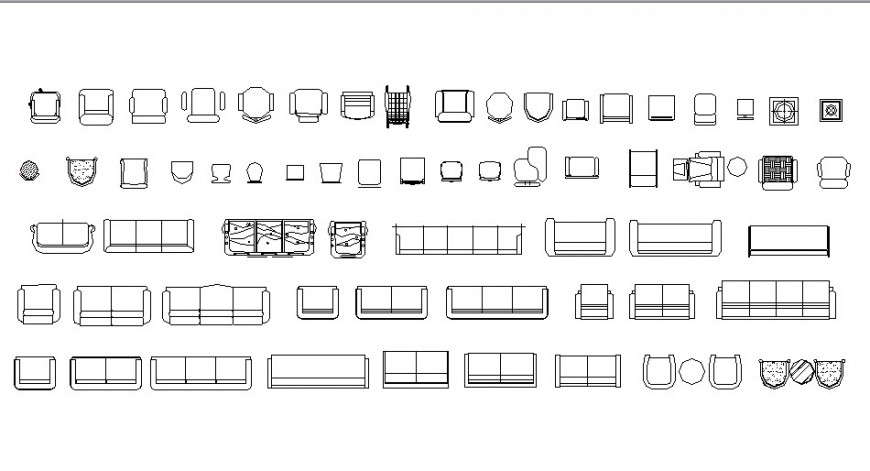 Miscellaneous Sofa Sets And Chair Elevation Blocks Cad Drawing Details