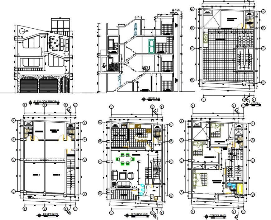 Modern residence house project cad file - Cadbull