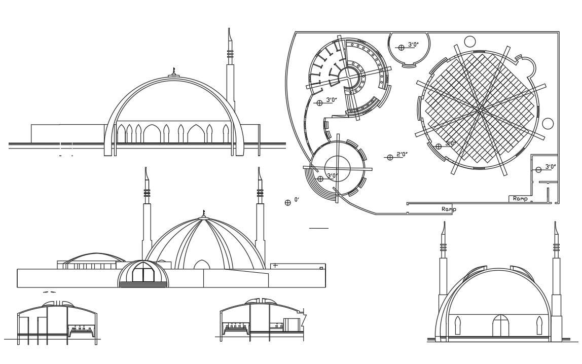 mosque proposed design - Cadbull