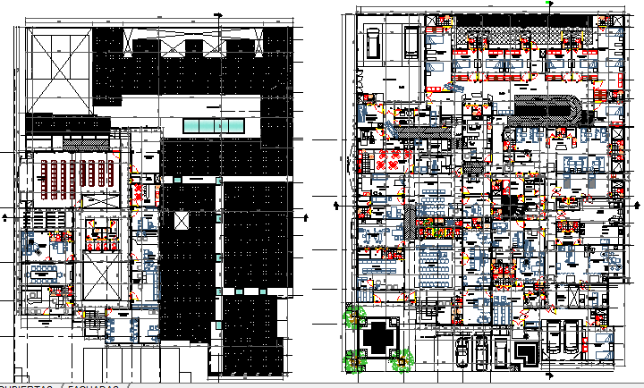 multi-flooring health center ground and first floor plan details dwg ...