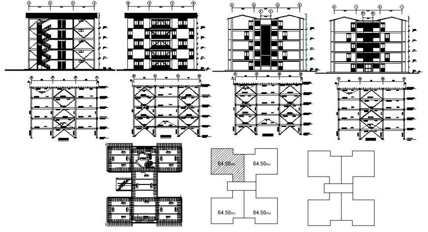 Multi-level residential flat building elevation and ...