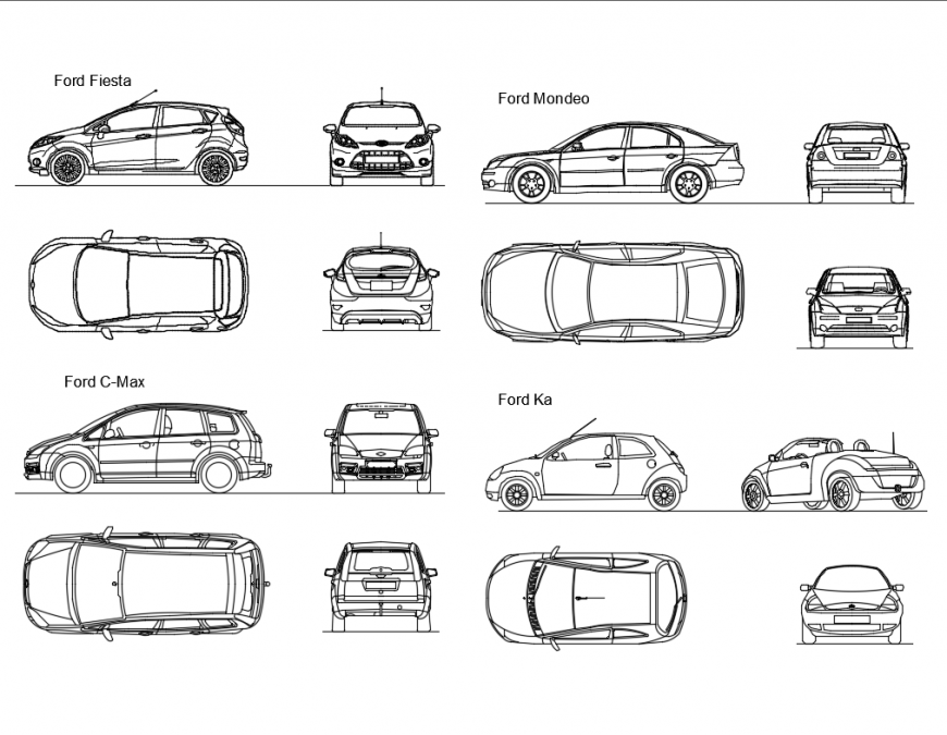 Multiple Ford Cars Elevations Cad Drawing Details Dwg File Cadbull Riset