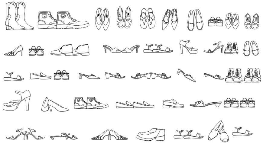 Drawing of footwear 2d block AutoCAD file  Cadbull