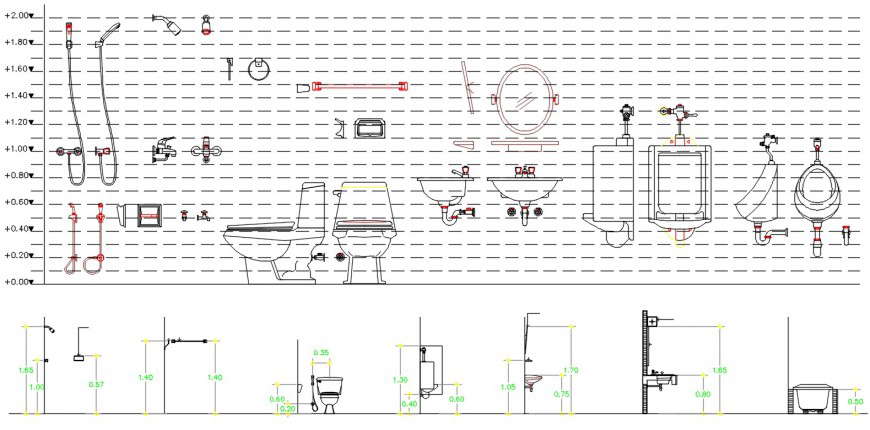 Multiple Sanitary Equipment Blocks Cad Drawing Details Dwg File Cadbull 