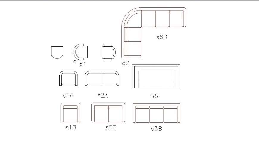 Multiple Sofa Sets And Chairs Elevation Blocks Cad Drawing Details Dwg