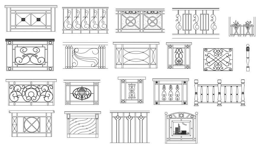 Wrought Iron Railing Cad Block / Free drawings fences and gates.