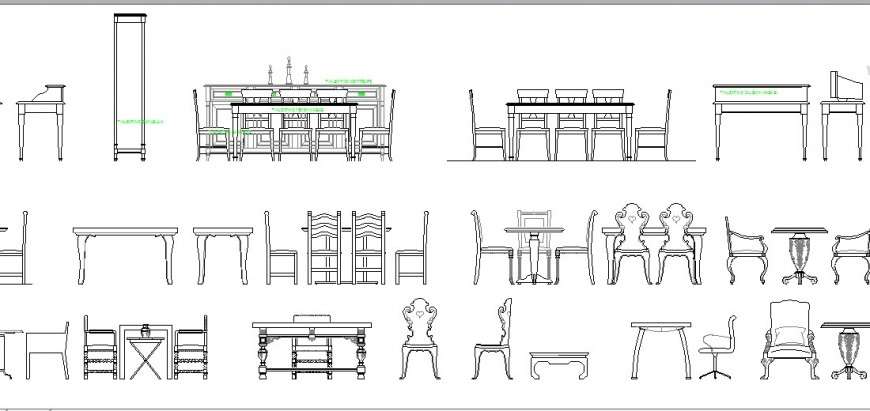 Multiple Table And Chair Blocks Cad Drawing Details Dwg File Cadbull
