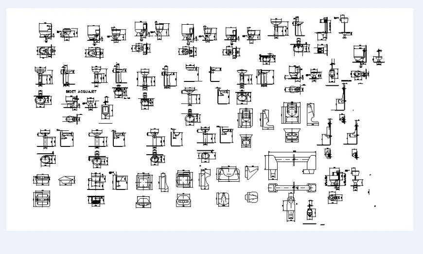 Multiple Toilet Sheets And Sinks Sectional Blocks Cad Drawing Details Dwg File Cadbull