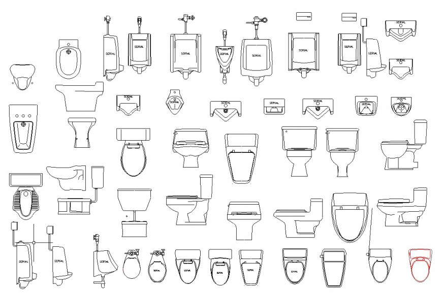 Multiple Urinal And Toilet Sheet Elevation Blocks Drawing Details Dwg File Cadbull 