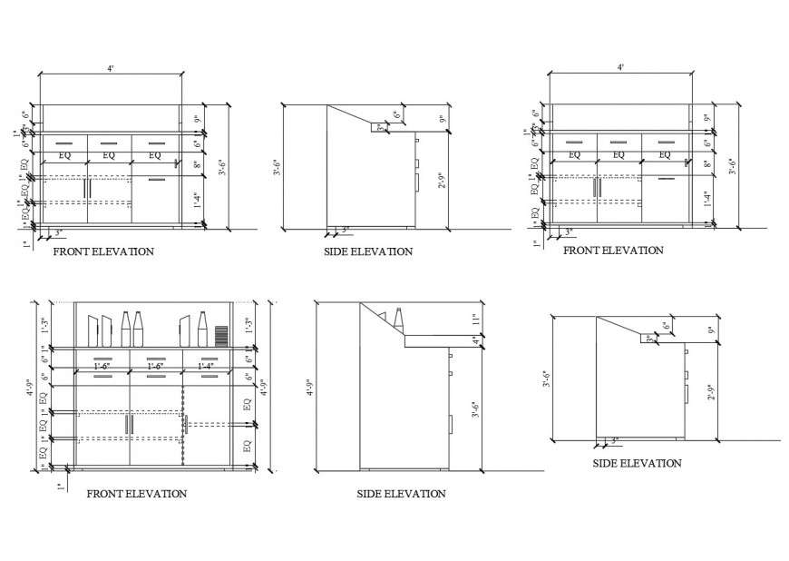 Office all sided 2d elevations cad drawing details dwg file