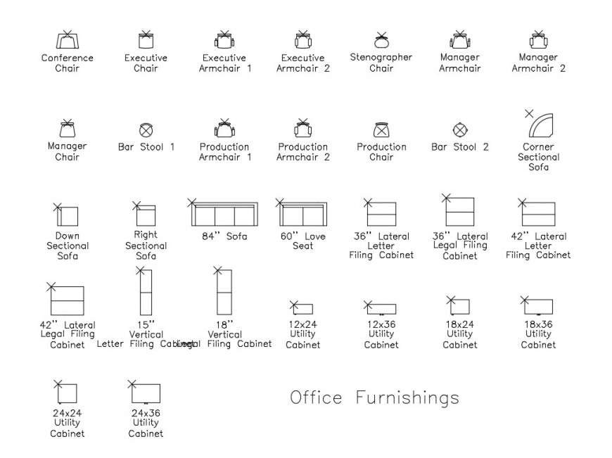 Office furniture block detail elevation 2d view layout autocad file ...