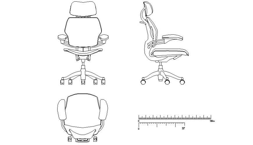 Office Movable Chair Detail Elevation 2d View Layout Autocad File Cadbull