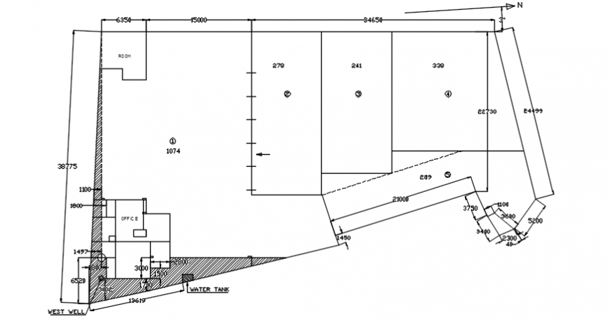 Office spacing layout - Cadbull