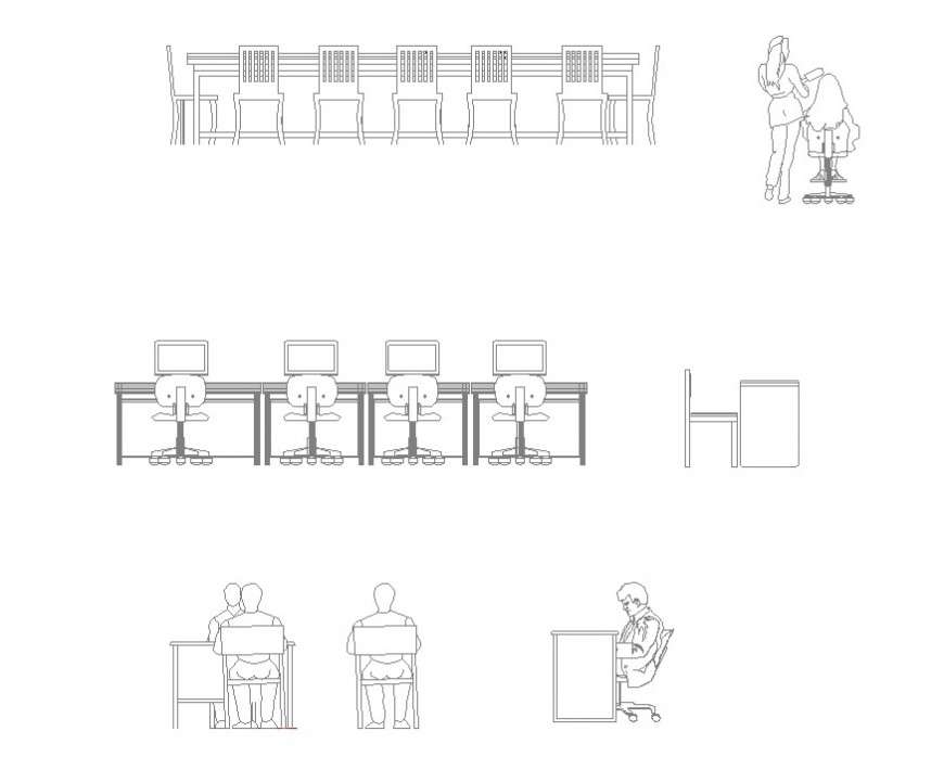 Office table and chair CAD furniture blocks 2d view layout file in ...
