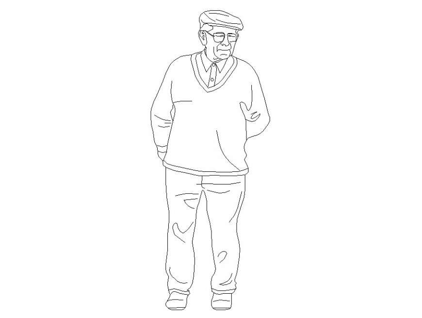 old man standing drawing
