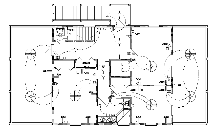 One family house second floor electrical layout plan details dwg file ...