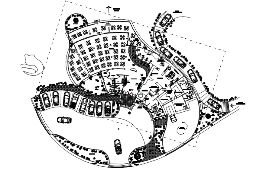 Open restaurant layout plan details - Cadbull