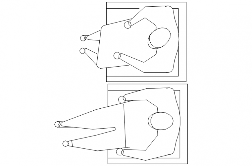 People seating on bench top view elevation cad block drawing details