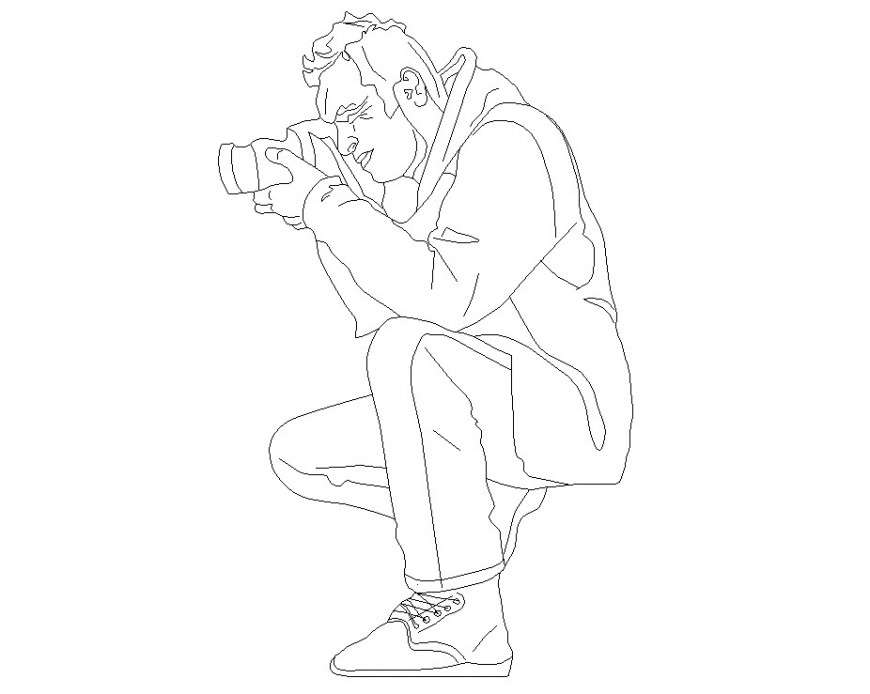 Sketch of professional photographer taking Vector Image