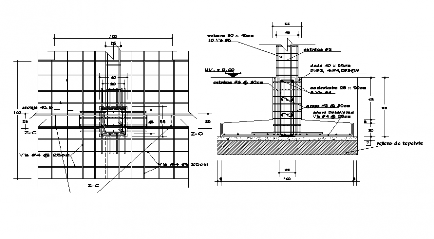 Pillar construction project detail 2d view - Cadbull