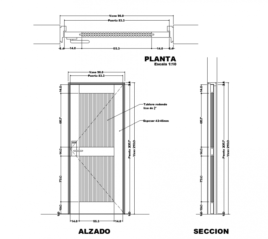  Plan  elevation  and sectional detail of door  design dwg  