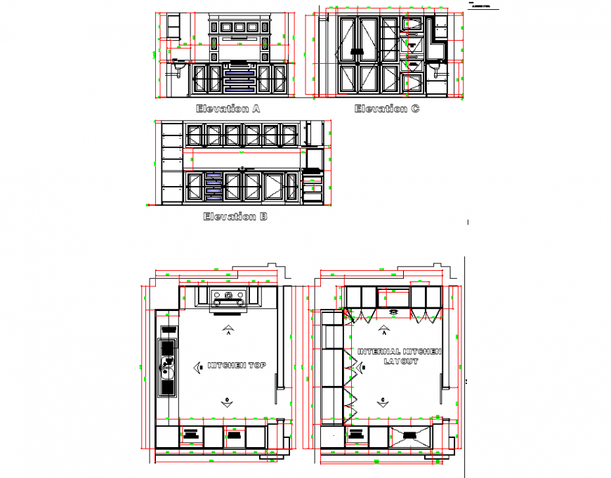 Plan And Elevation Kitchen Autocad File Cadbull   Plan And Elevation Kitchen Autocad File 09082018043915 