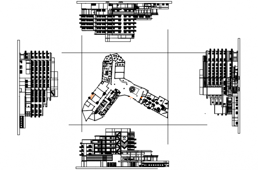 Plan And Elevation Of Hotel Cad File Cadbull