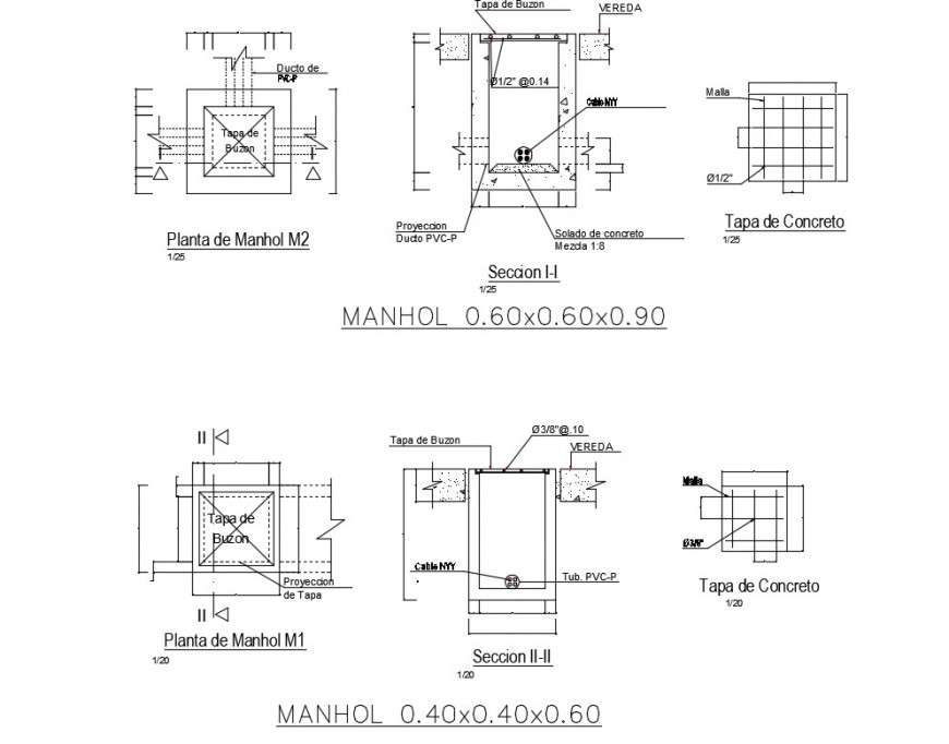 Plan And Sectional Detail Of Manhole D View Layout File In Autocad Format Cadbull