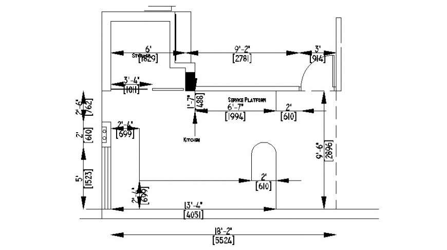 Plan of kitchen in AutoCAD file - Cadbull