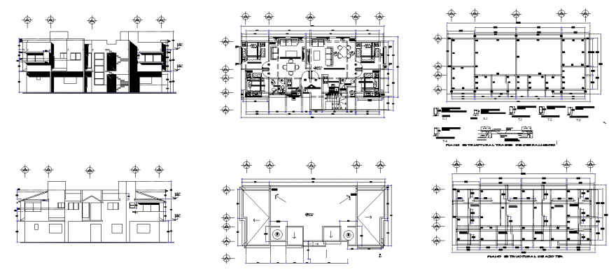 Plan view and elevation of residential structure detail 2d view autocad ...