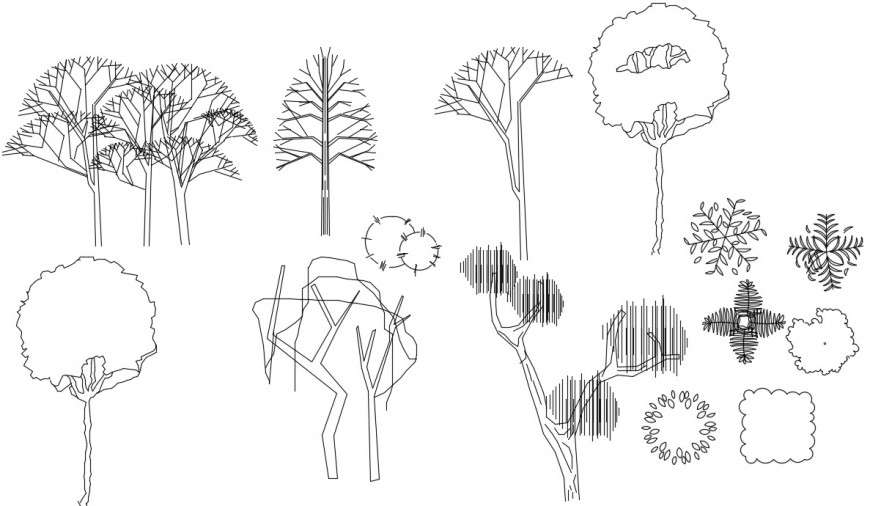 Plants and trees 2d model file - Cadbull